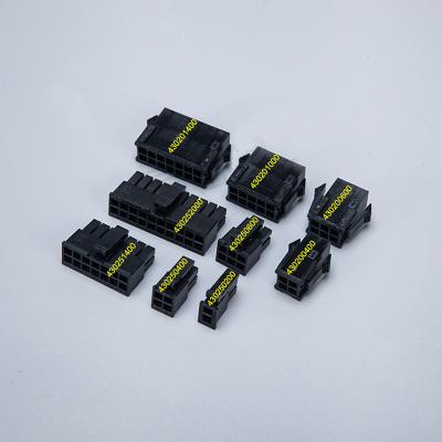 China Electronics 2 4 6 8 10 12 14 16 18 20 22 24 mini double pin row molex 43025 fit 3.0 connector 430250200 male 4pin to male cable for sale