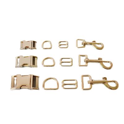 China Dog Leash Snap Hook Supplier 15mm 20mm 25mm Metal D Ring Belt Straps Slider Release Buckle Spring Hook for Dog Collar Leash Harness Dog Accessories for sale