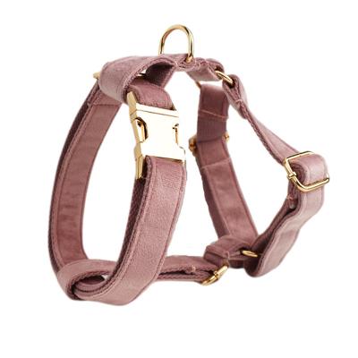 China Personalized High Quality Pet Accessories Customized Designer Logo Luxury Fashion Soft Velvet Dog Leash and Harness Wholesale for sale