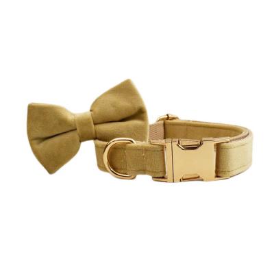 China Personalized New Product Custom Logo Soft Velvet Classy Dog Accessories Designer Personalized Luxury Tactical Dog Collar with Bow Tie for sale