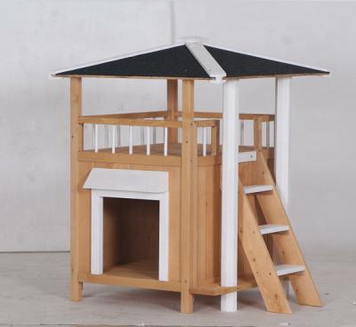 China 2022 Viable New Villa Type Outdoor Waterproof Pet Cat Pavilion Roof Cat House Wooden Villa House for sale