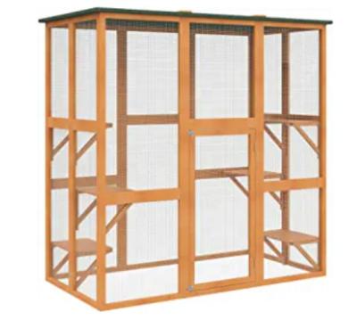 China Large viable outdoor wooden cat fence with weather protection, with 6 platforms for sale