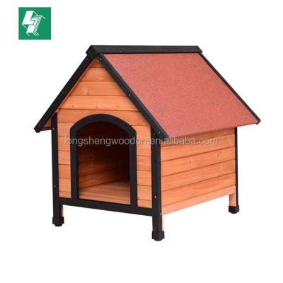 China Breathable Log Cabin Pet Kennel Home Indoor Outdoor Wood House Extreme Weather Resistant Wood Kennel for sale