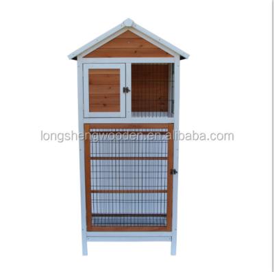 China Factory Price Sustainable Large Size Wooden Bird Cage With Feeder for sale