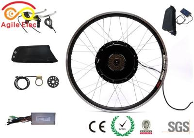 China 1000W Black Gearless Hub Wheel Motor Kit With Ebike Lithium Battery for sale