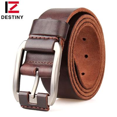 China Genuine Leather Single Layer Men Luxury Designer Denim Vintage Business High-End Water Ripple Cowboy Casual Belt for sale