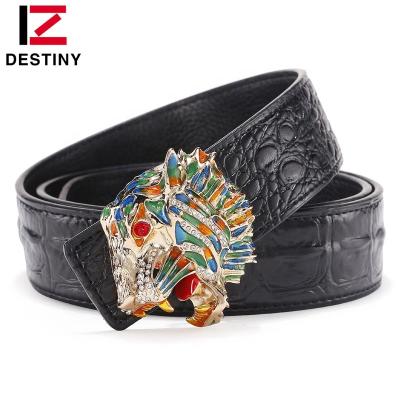 China Tiger Buckle Belts Crocodile Real Mens Designer Genuine Leather Belt Famous Luxury Crocodile Brand for sale