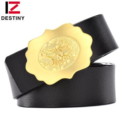 China Business Fashion Gold Copper Buckle Vintage Waist Strap Famous Designer Luxury Men Real Genuine Leather Belt for sale