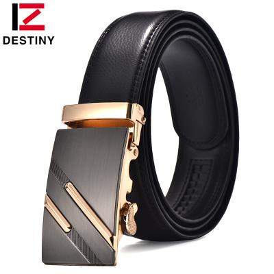 China Business 3.5cm Automatic Buckle Men's Genuine Leather Belts Automatic Black Red Designer for sale