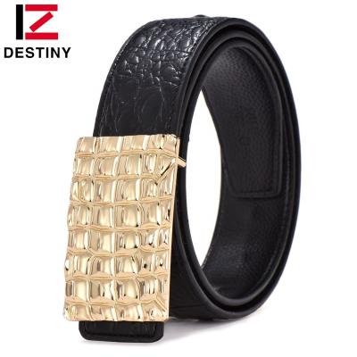 China Famous Designer Crocodile Fashion Gold Buckle Silver Smooth Crocodile Genuine Leather Men Belt for sale