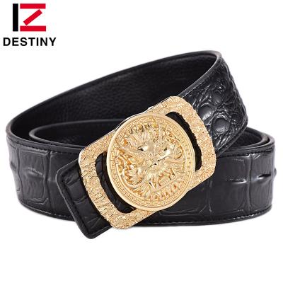 China Fashion Hot Silver Legendary Smooth Crocodile Buckle Beast Gold Genuine Leather Men Belt Famous Designer for sale