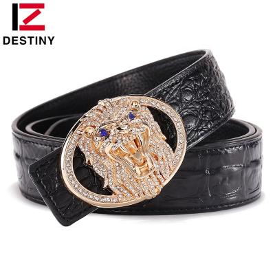 China Famous Designer Fashionable Crocodile Crocodile Faux Stone Buckle Leather Men Luxury Belt for sale