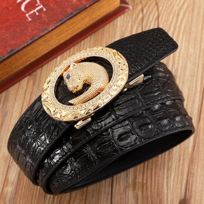 China Wholesale Luxury Faux Stone Buckle Leopard Genuine Leather Genuine Leather Men's Casual Designer Belts Business Factory Brand Fashion Men's Casual Belts for sale