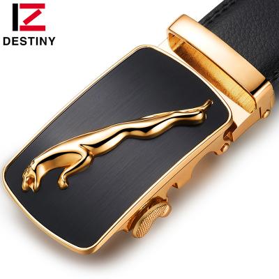 China Luxury Men's Business Brand Leather Belts Real Leopard Design Automatic Buckle Belt for sale