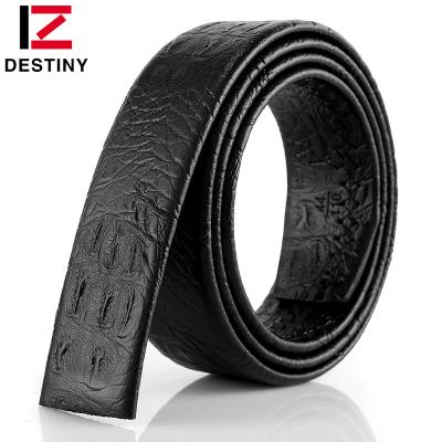 China Business Width 3.5cm Mens Crocodile Belts For Automatic Buckle Real Leather No Buckle Belt for sale