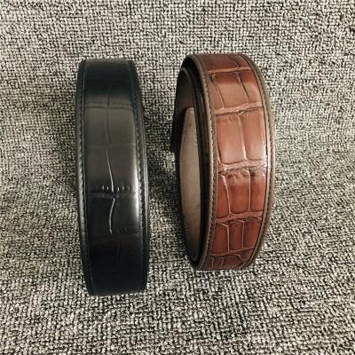 China Factory Wholesale 3.8cm Width High Quality No Buckle Belt Famous Designer Men Top Genuine Leather Belt No Buckle for sale