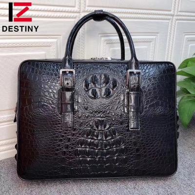 China NATIONAL TOP Crocodile Pattern Genuine Leather Men's Business Briefcase Casual Laptop Handbag Bags for sale