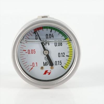 China 316 L Stainless Steel Drone Tube Pressure Gauge Case -0.1~0.15Mpa Oil Liquid SS Filled SF6 Pressure Gauge for sale