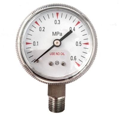 China 304 High Quality SS HF Y50 Oxygen All Stainless Steel Use No Oil Pressure Gauge Gauge for sale