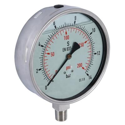 China 304 HF 2.5 Inch 60mm Type Stainless Steel SS Pressure Gauge Oil Filled Stainless Steel Case Pressure Gauge for sale