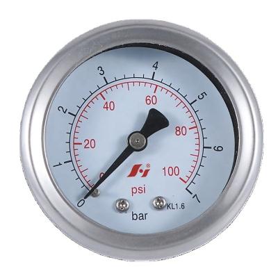 China 316 Stainless Steel Bourdon Tube Pressure Gauge SS Case 63mm 0~100psi for sale