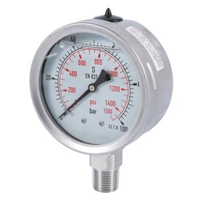 China Stainless Steel Case High Precision High Frequency Stainless Steel Air Gas Water Hydraulic Oil Drone Tube Pressure Gauge for sale