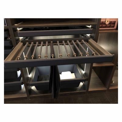 China Wardrobe U shape Pants hanging rack wardrobe storage tray top end home use house storage cloakroom U shape  Walnuts Pants hanging rack for sale