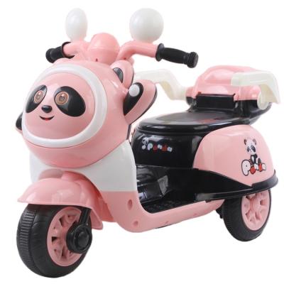 China Hot Sale Three Wheels Music 2022 Cute Panda Design Kids Electric Motorcycle With Led Lights Children Rechargeable Motorcycle With Music for sale