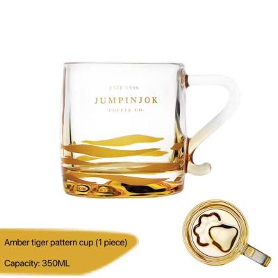 China Modern Creative glass cup milk water mug thicken large capacity water cup  with handle for sale