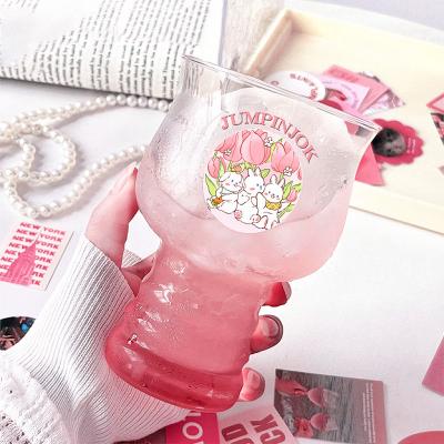 China Modern Cheap water cup beer juice wine cans small waist design 450ml soda-lime glass cup for sale