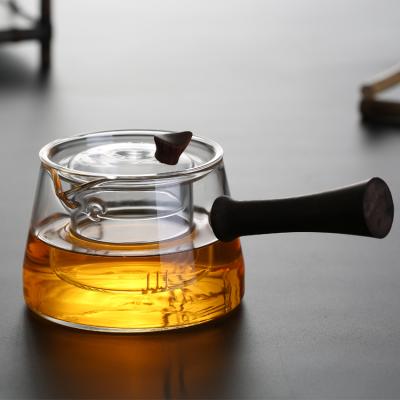 China Chinese style viable glass teapot wooden handle for boiling water for sale