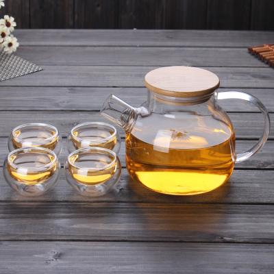 China Transparent Viable Glass Teapot Coffee Pot Borosilicate Glass Coffee Tea Set With Cup for sale