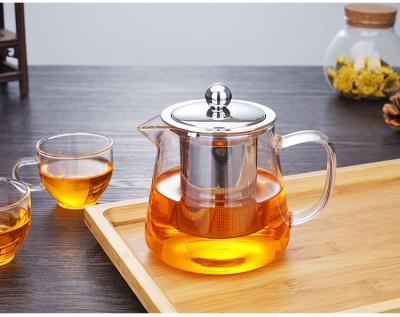 China Sustainable Safe Stovetop Glass Tea Kettle Turkish Glass Teapot With Stainless Steel Infuser for sale