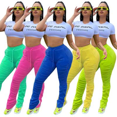 China 2020 Newest Design YY5168 Women's Clothing Anti-Static Romper Women's Joggers Stacked Trousers Pants Gaiters for sale