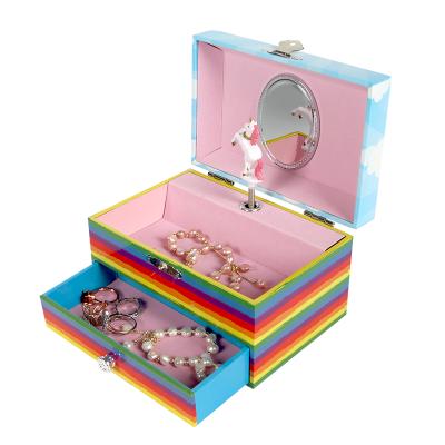 China Eco-Friendly Music Box Custom Music Box Ballerina Dance Unicorn Elegant Jewelry Music Gift Box for sale