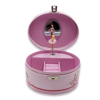 China Custom Handmade Gift Box Fashion Semicircle Cardboard Jewelry Ballerina Music Box With Mirror Hand Made Gift Box Customized Jewelery Box Rectangle for sale