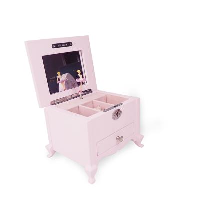 China Kids Music Box Kids Toy Lovely Ballet Dancer Music Box Pink Jewelry Box With Drawer Color Box Customized for sale