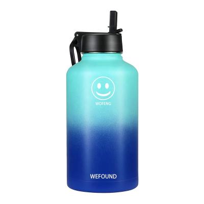 China Sustainable Double Wall Stainless Steel Water Bottle With Handle Wide Mouth Vacuum Insulated Stainless Steel Water Bottle for sale