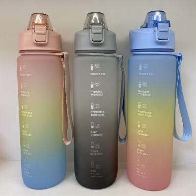 China Industrial Water Bottle With Time Marker , Motivational 1L Water Bottle With Strainer BPA Free Water Bottle for sale