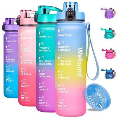 China 1L 1000ml BPA Free Non-Toxic Tritan Logo Fitness Sports 32OZ Custom Water Bottle With Time Motivational Marker for sale