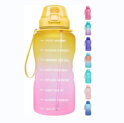 China Bpa Free Tritan Eco-Friendly Plastic Gallon Bike Gym Viable Recycled Motivational Recycling Water Bottle With Straw for sale