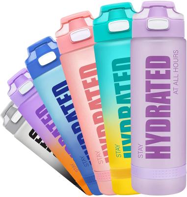 China Viable Sublimation Frosted Eco Tritan Gradient Time Maker Portable Sipper Drinking Water Bottle For Kids for sale