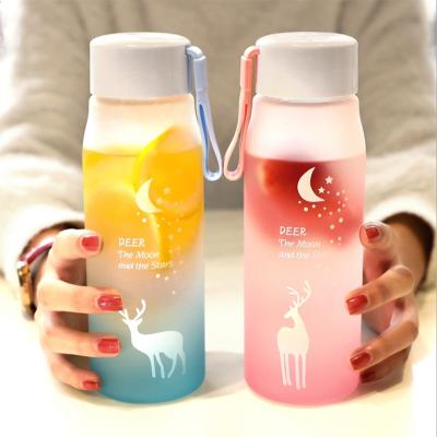 China 2020 Sustainable Promotion Plastic Water Bottle 500ml Frosted Water Bottle With Handle for sale