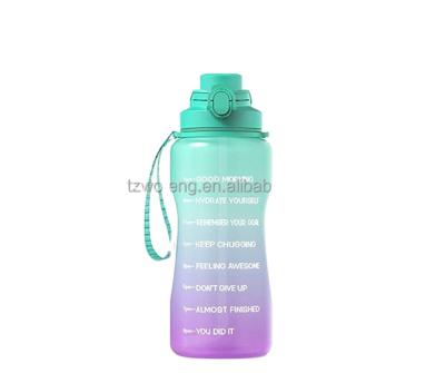 China 2.2L/3.8L Sport Industrial Motivational Plastic Water Bottle with Time Marker and Straw, Tritan BPA Free for sale