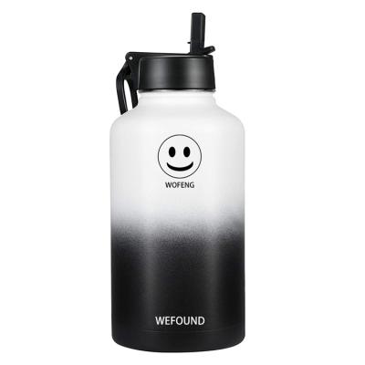 China 64oz hot and cold narrow mouth bpa free sustainable vacuum insulated stainless steel water bottle with straw for sale