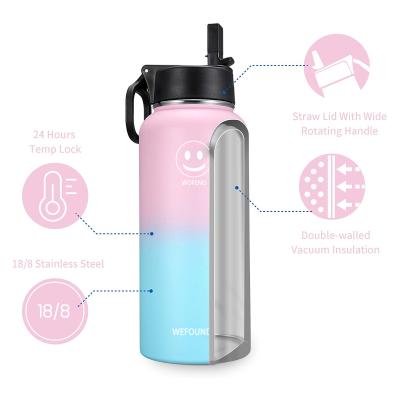 China New Eco Friendly 32Oz Large Capacity Wide Mouth Vacuum Insulated Double Wall Tumbler Custom Design Water Bottle With Sleeve for sale