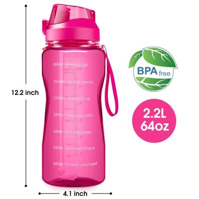 China Sustainable Large Fitness BPA Free Sports Gallon Tritan Water Bottle 64oz Motivational Time Marker With Straw for sale