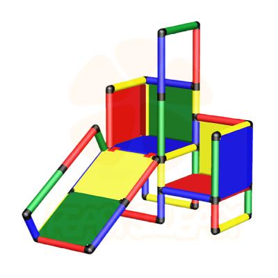 China Plastic Indoor Play Gym Toddler Playground Theater House Corner Play Tower with Baby Ramp and Hold Up Bar for sale