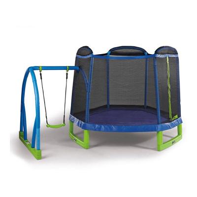 China With Protective Net Backyard Bouncing Pro My First Jump 7' Kids Trampoline and Kick-Molded Swing Seat Set for sale