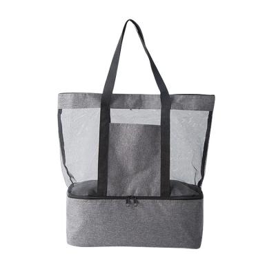 China OEM/Odm Factory Amazon Cheap Waterproof Top Selling Beach Tote Bag With Pocket Picnic Lunch Cooler Mesh Dry Wet Separation Hand Bag for sale
